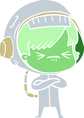 kızgın düz renkli çizgi film kızı bir insan tarafından çizilmiş.