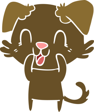 Bir insan tarafından çizilmiş düz renkli çizgi film köpeği.