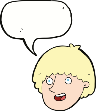 Bir insan tarafından çizilmiş konuşma baloncuğu olan mutlu erkek yüzü.