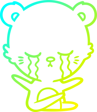 Bir insan tarafından çizilmiş ağlayan çizgi film ayısının soğuk gradyan çizgisi.