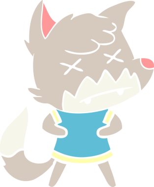 Bir insan tarafından çizilmiş düz renk çizgi film ölü tilki