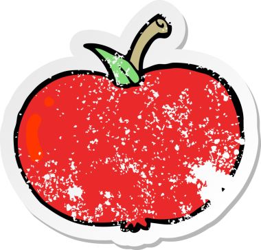 Bir insan tarafından çizilmiş karikatür elmasının sıkıntılı çıkartması.