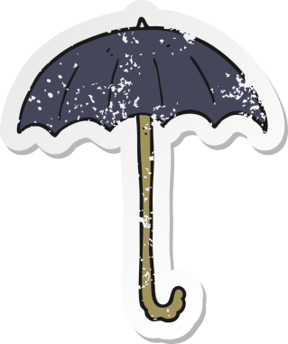 Bir insan tarafından çizilmiş karikatür şemsiyesinin gerilimli yapıştırması.