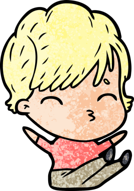 Bir insan tarafından çizilmiş bir çizgi film kadını.