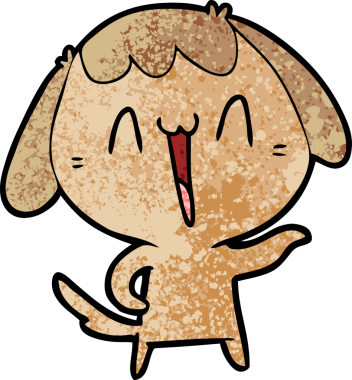 Bir insan tarafından çizilmiş şirin bir çizgi film köpeği.