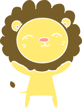 Bir insan tarafından çizilmiş düz renkli çizgi film aslanı