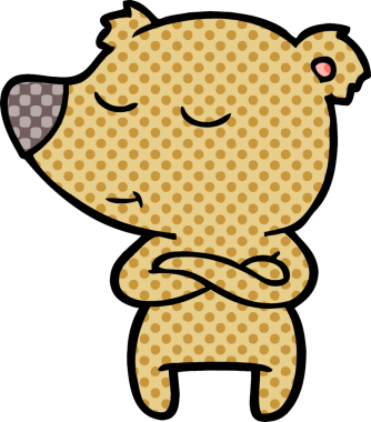 Bir insan tarafından çizilmiş mutlu çizgi film ayısı.