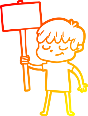 Bir insan tarafından çizilen mutlu bir çocuğun sıcak çizgi çizimi.