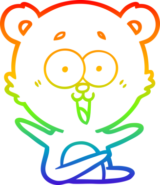 Bir insan tarafından çizilmiş gülen oyuncak ayının çizdiği gökkuşağı gradyan çizgisi.