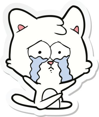 Bir insan tarafından çizilmiş çizgi film kedisinin çıkartması.