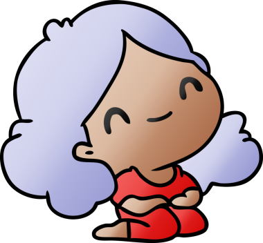 Bir insan tarafından çizilmiş sevimli bir kawai kızının gradyan çizimi.