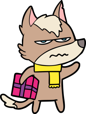 Bir insan tarafından çizilmiş rahatsız kurt çizgi filmi.