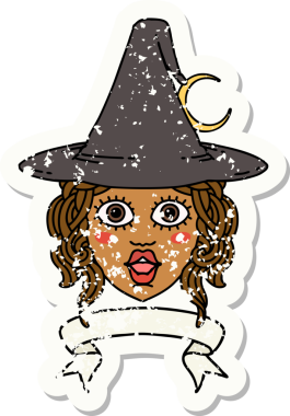 Retro Dövme Tarzı İnsan Cadı Karakteri Bir insan tarafından çizilmiş pankartıyla