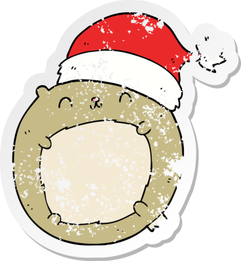 Bir insan tarafından çizilmiş şirin bir çizgi film Noel ayısının sıkıntılı çıkartması.