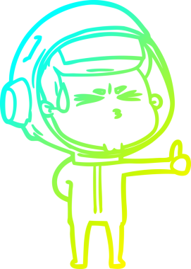 Bir insan tarafından çizilen soğuk gradyan çizgi çizimi stresli astronot