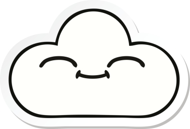 Bir insan tarafından çizilmiş şirin beyaz bulut etiketi.