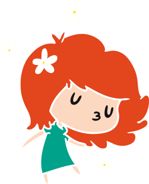 Bir insan tarafından çizilmiş sevimli bir kawai kızının çizgi film çizimi