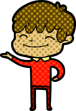 Bir insan tarafından çizilmiş mutlu çocuk çizgi filmi.