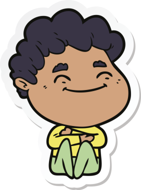 Bir insan tarafından çizilmiş, karikatür dostu bir adamın çıkartması.