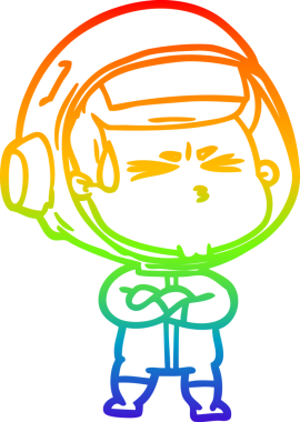 Bir insan tarafından çizilen gökkuşağı gradyan çizimi stresli astronot