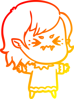 Bir insan tarafından çizilmiş kızgın bir vampir kız çizgi çizimi.