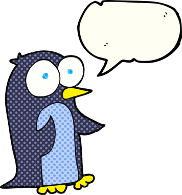 Bir insan tarafından çizilmiş serbest çizilmiş çizgi roman konuşma balonu pengueni.