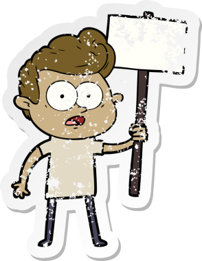 Bir insan tarafından çizilmiş, kederli bir çizgi film çıkartması.