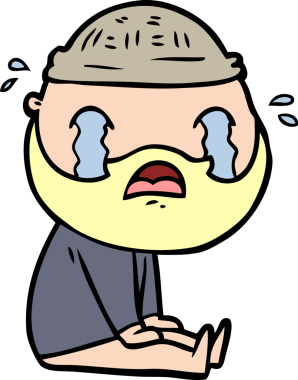 Çizgi film sakallı adam bir insan tarafından çizilmiş ağlıyor.