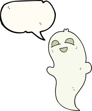 Bir insan tarafından çizilmiş serbest konuşma balonu cadılar bayramı hayaleti.