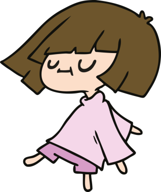 Bir insan tarafından çizilmiş tatlı bir kawai kızının serbest çizimi.