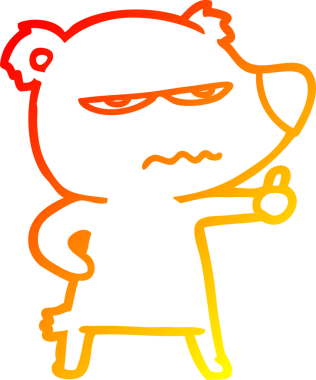 Kızgın ayı kutup karikatürünün insan tarafından çizilmiş sıcak çizgi çizimi.