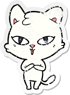 Bir insan tarafından çizilmiş karikatür bir kedinin sıkıntılı çıkartması.