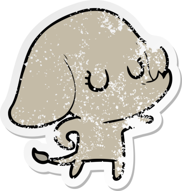 Bir insan tarafından çizilmiş şirin bir filin sıkıntılı çıkartması