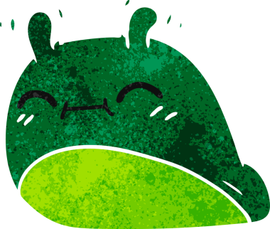 Bir insan tarafından çizilmiş mutlu bir kawaii sümüklü böceğinin serbest çizimi