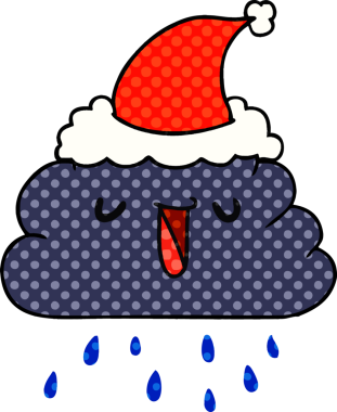 El çizimi Noel çizgi filmi kawaii yağmur bulutu bir insan tarafından çizildi