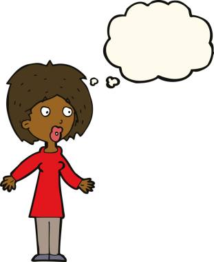 Bir insan tarafından çizilmiş düşünce balonlu bir karikatür.