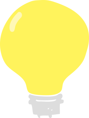 Bir insan tarafından çizilen ampulün düz renk çizimi