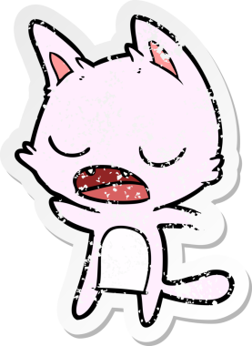 Bir insan tarafından çizilmiş konuşan kedi karikatürünün sıkıntılı çıkartması.