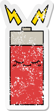 Bir insan tarafından çizilmiş şirin bir karikatür bataryasının sıkıntılı çıkartması.