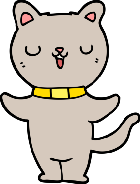 Bir insan tarafından çizilmiş çizgi film kedisi.