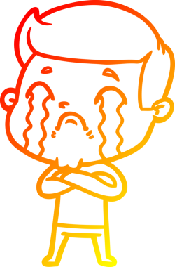 Bir insan tarafından çizilmiş ağlayan bir çizgi film karakteri çizimi.