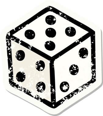 Bir insan tarafından çizilmiş geleneksel bir zar stili olan sıkıntılı etiket dövmesi