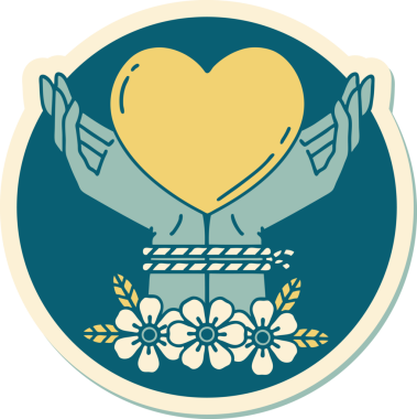 Dövme stili geleneksel eller ve bir insan tarafından çizilmiş bir kalp.