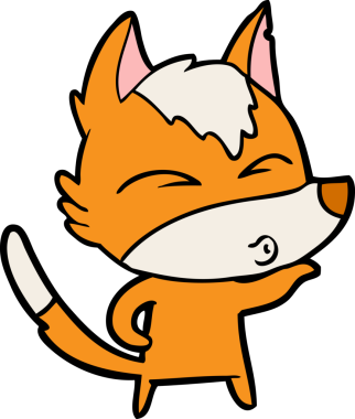 Bir insan tarafından çizilmiş tilki çizgi film karakteri