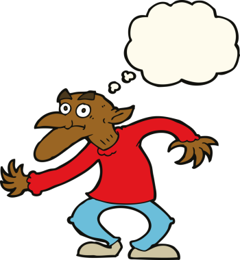 Bir insan tarafından çizilmiş düşünce baloncuklu çizgi film cini.