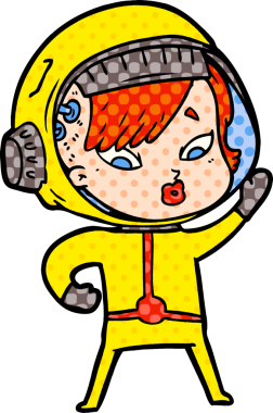 Bir insan tarafından çizilmiş astronot kadın.