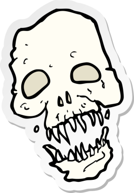 Bir insan tarafından çizilmiş korkunç bir kafatasının çıkartması.