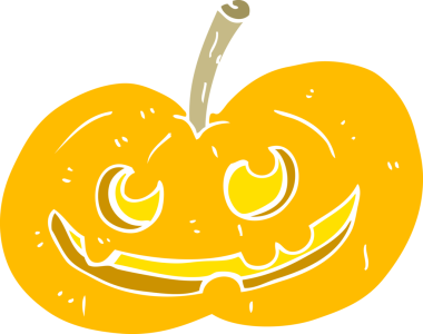 Bir insan tarafından çizilen cadılar bayramı balkabağının düz renk çizimi