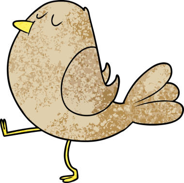 Bir insan tarafından çizilmiş çizgi film kuşu.