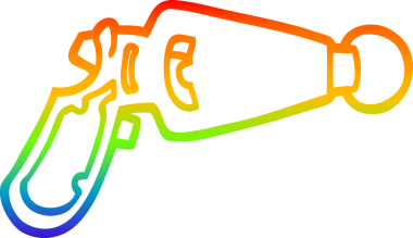 Bir insan tarafından çizilmiş karikatür ışın tabancasının çizimi